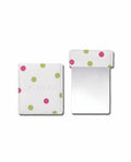 Miroir de poche Jasmeen et sa pochette blanche à pois verts et roses